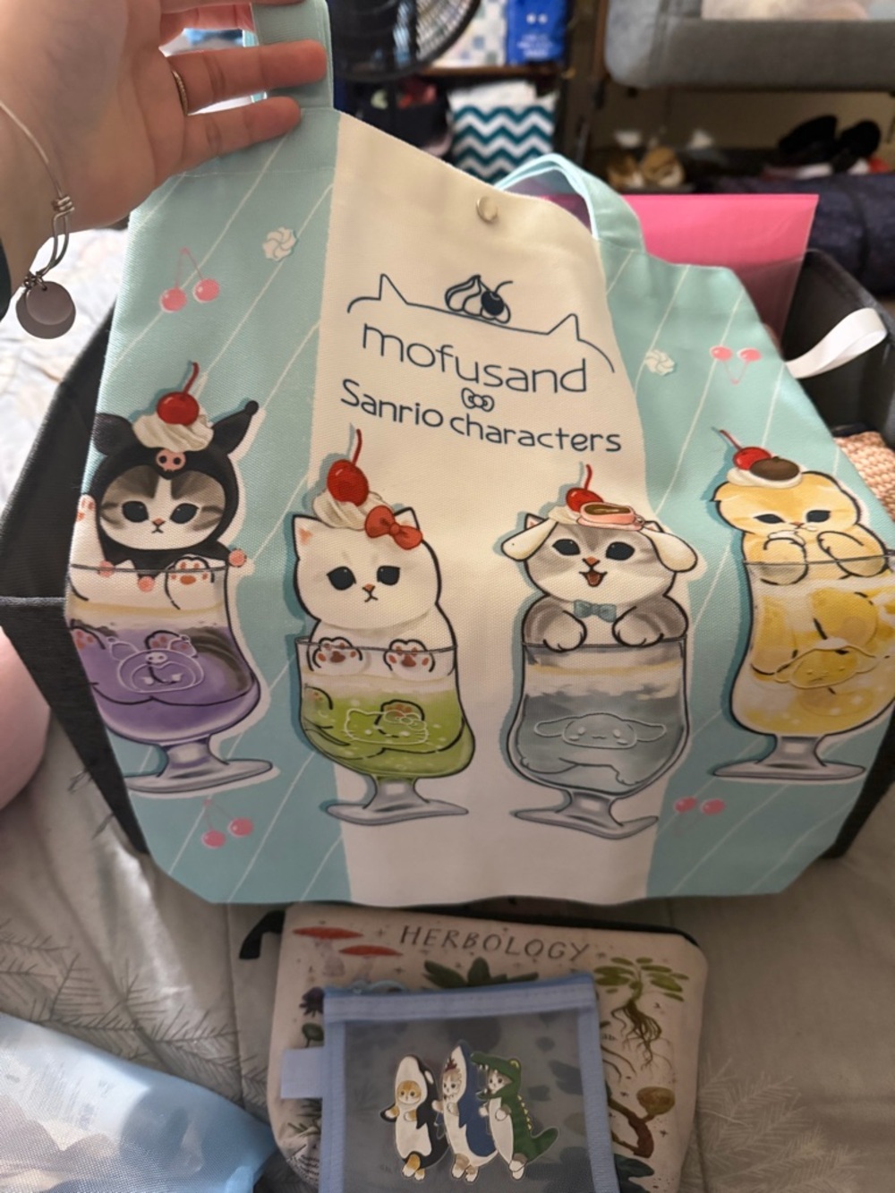 Mofusand x Sanrio Characters Mint Cat Tote Bag